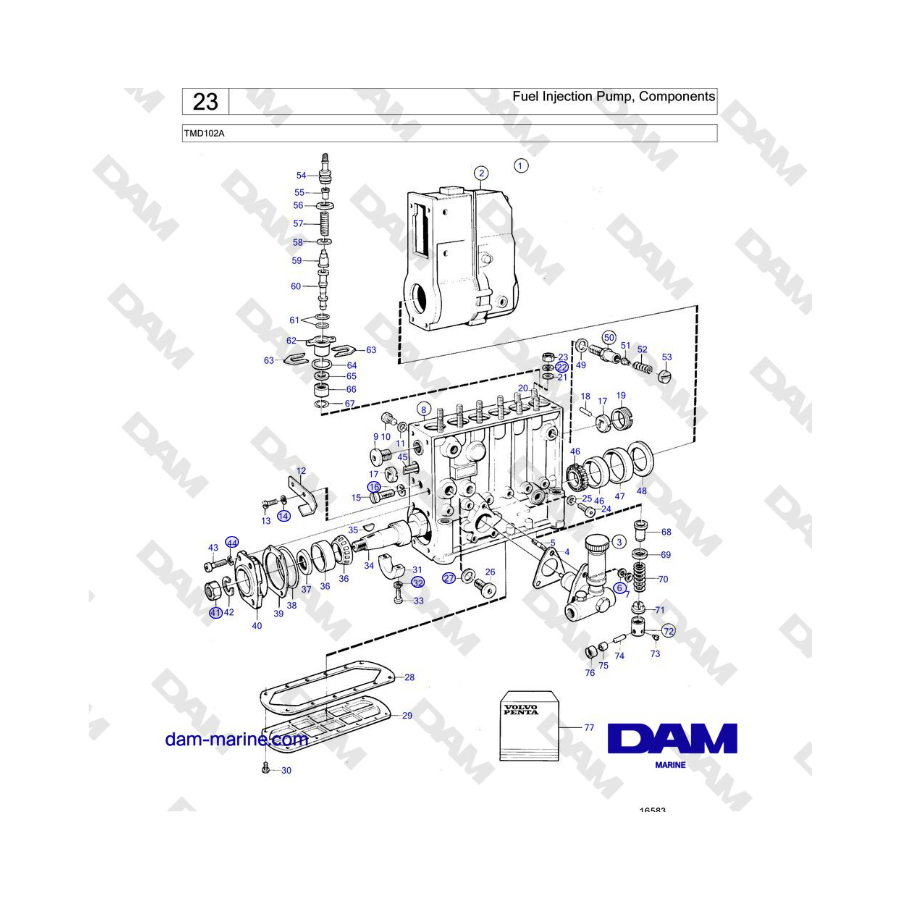 Volvo Penta TMD102A - Fuel Injection Pump, Components