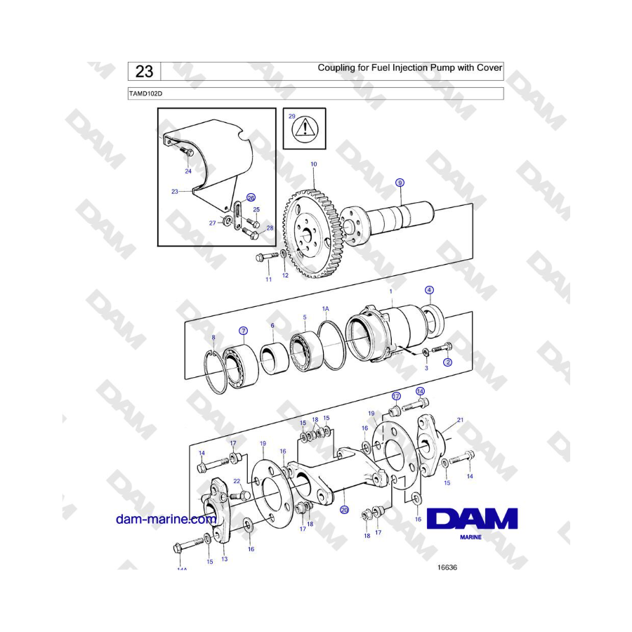 Volvo Penta TAMD102A - Coupling for Fuel Injection Pump with Cover