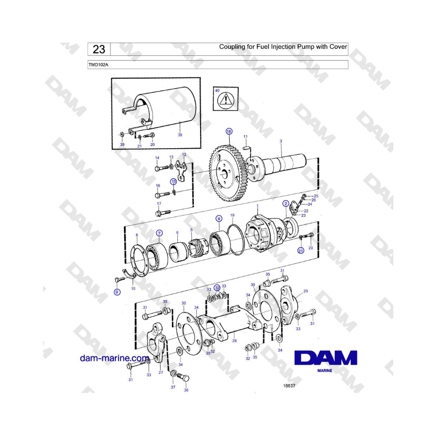 Volvo Penta TMD102A - Coupling for Fuel Injection Pump with Cover