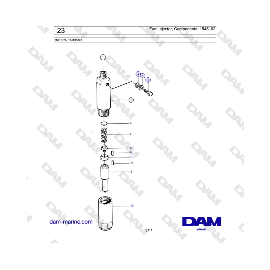 Volvo Penta TMD102A, TAMD102A - Fuel Injector, Components: 1545102