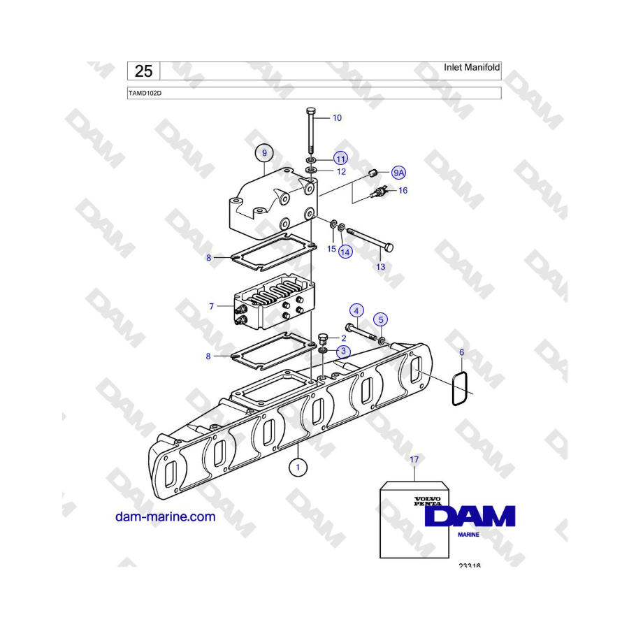 Volvo Penta TAMD102D - Inlet Manifold