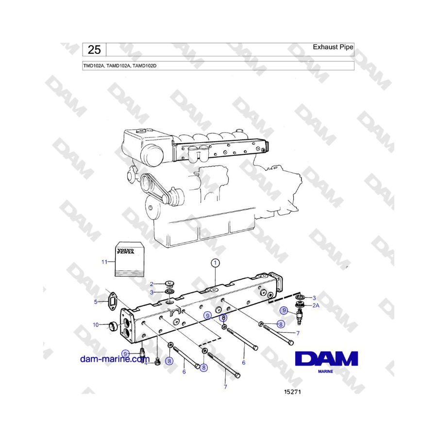 Volvo Penta TMD102A, TAMD102A, TAMD102D - Exhaust Pipe