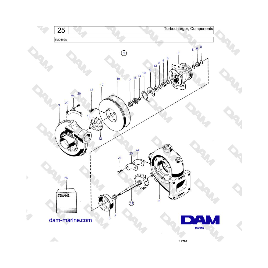 Volvo Penta TMD102A - Turbocharger, Components