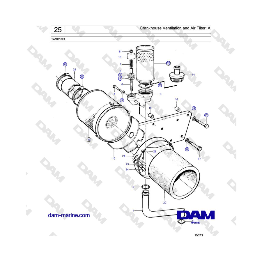 Volvo Penta TAMD102A - Crankhouse Ventilation and Air Filter: A 