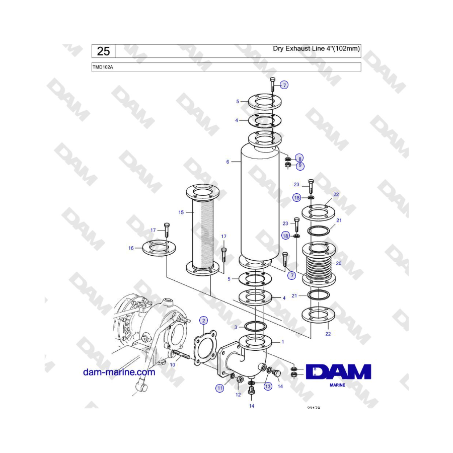 Volvo Penta TMD102A - Dry Exhaust Line 4''(102mm)