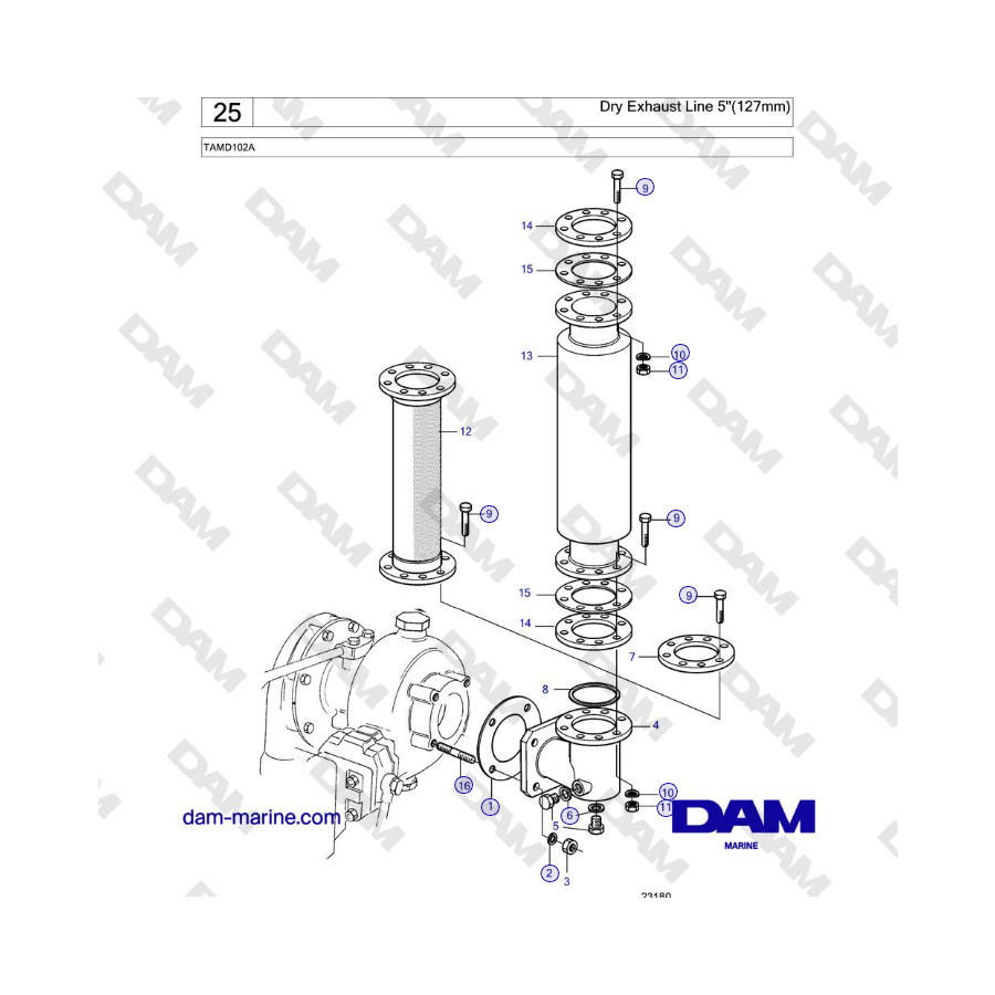 Volvo Penta TAMD102A - Dry Exhaust Line 5''(127mm)