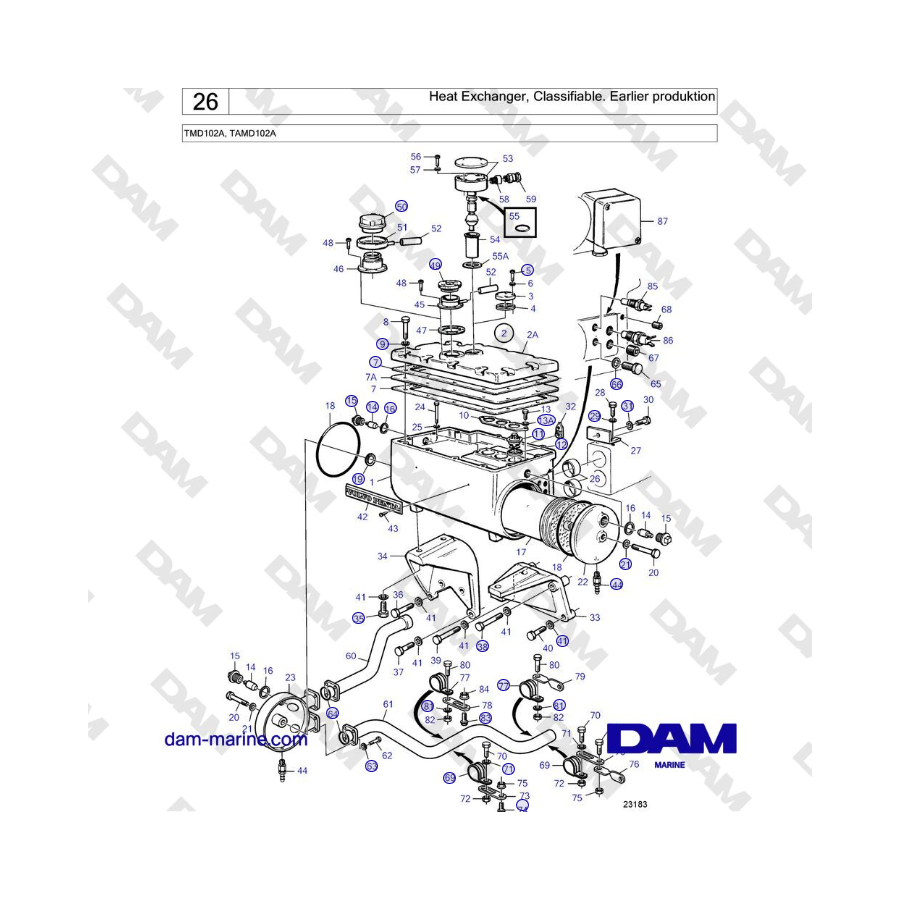 Volvo Penta TMD102A, TAMD102A - Heat Exchanger, Classifiable. Earlier production