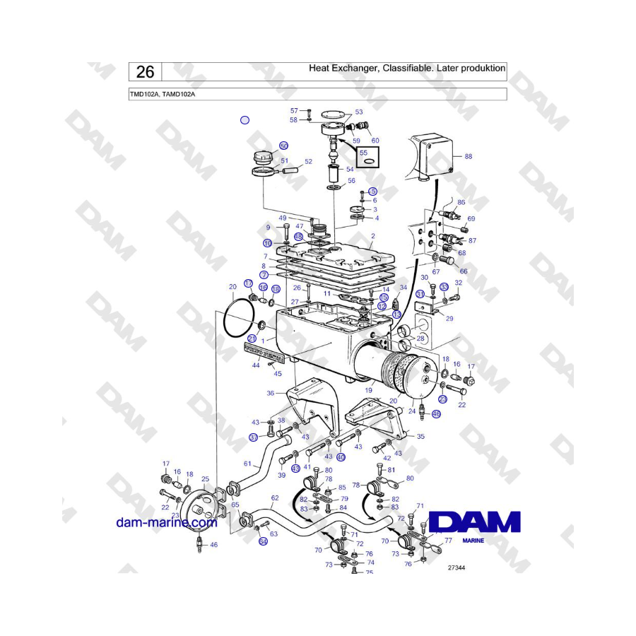 Volvo Penta TMD102A, TAMD102A - Heat Exchanger, Classifiable. Later produktion 