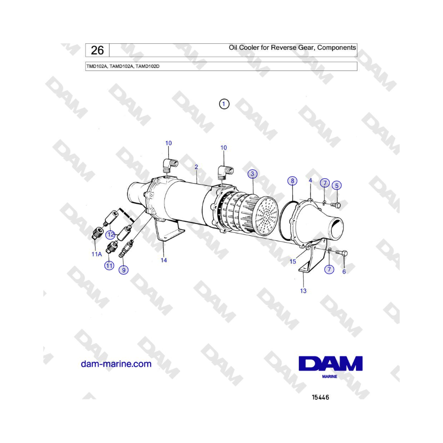 Volvo Penta TMD102A, TAMD102A, TAMD102D - Oil Cooler for Reverse Gear, Components