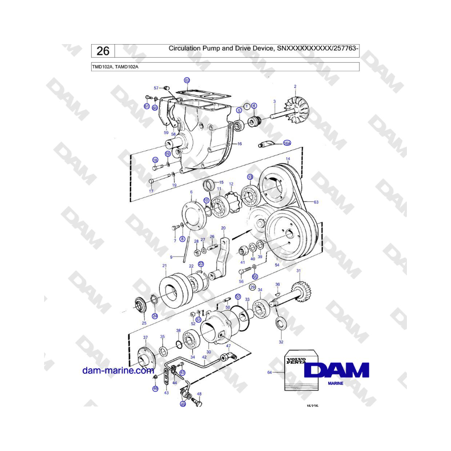 Volvo Penta TMD102A, TAMD102A - Circulation Pump and Drive Device