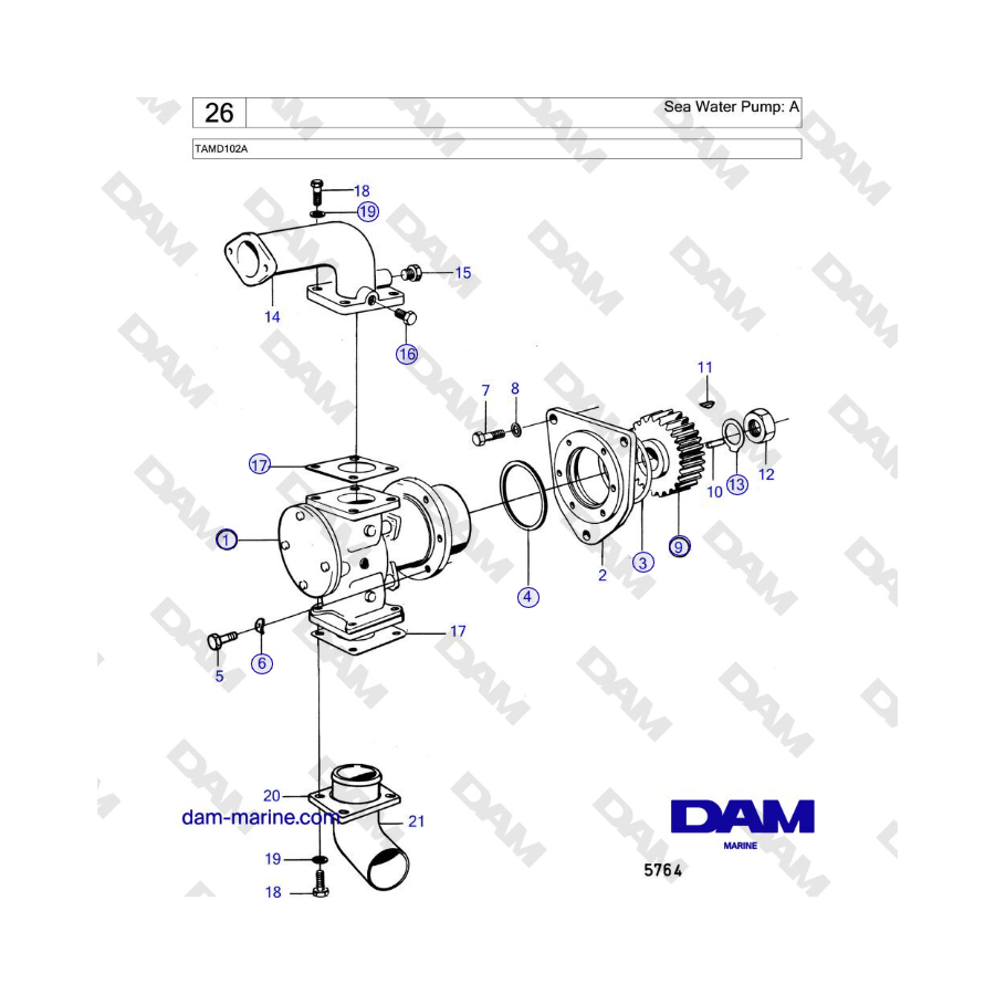 Volvo Penta TAMD102A - Sea Water Pump: A