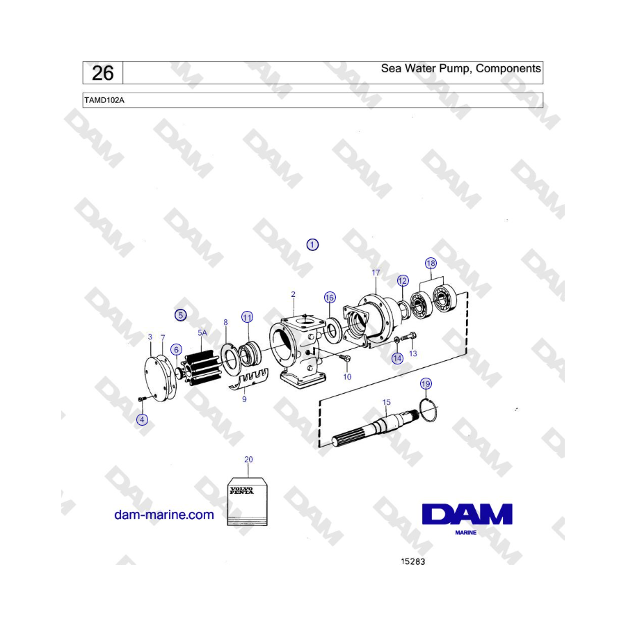 Volvo Penta TAMD102A - Sea Water Pump, Components