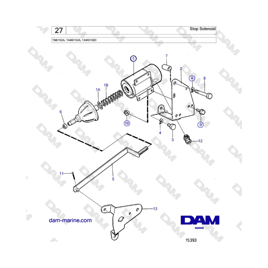 Volvo Penta TMD102A, TAMD102A, TAMD102D - Stop Solenoid