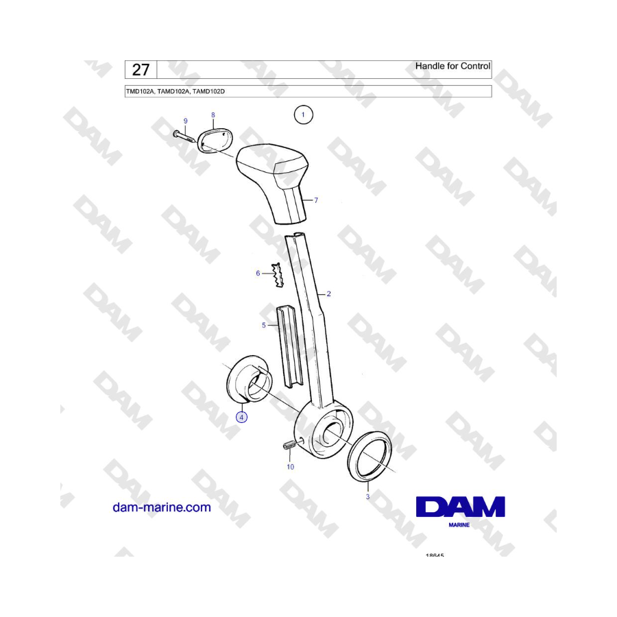 Volvo Penta TMD102A, TAMD102A, TAMD102D - Handle for Control