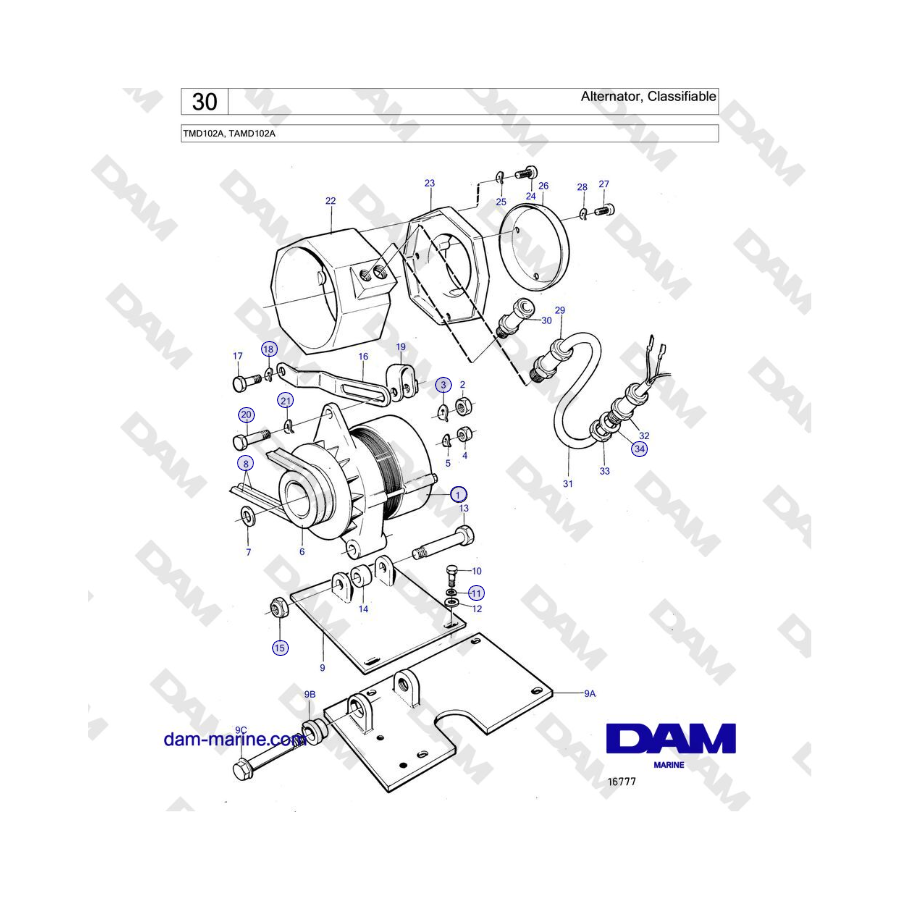 Volvo Penta TMD102A, TAMD102A - Alternator, Classifiable