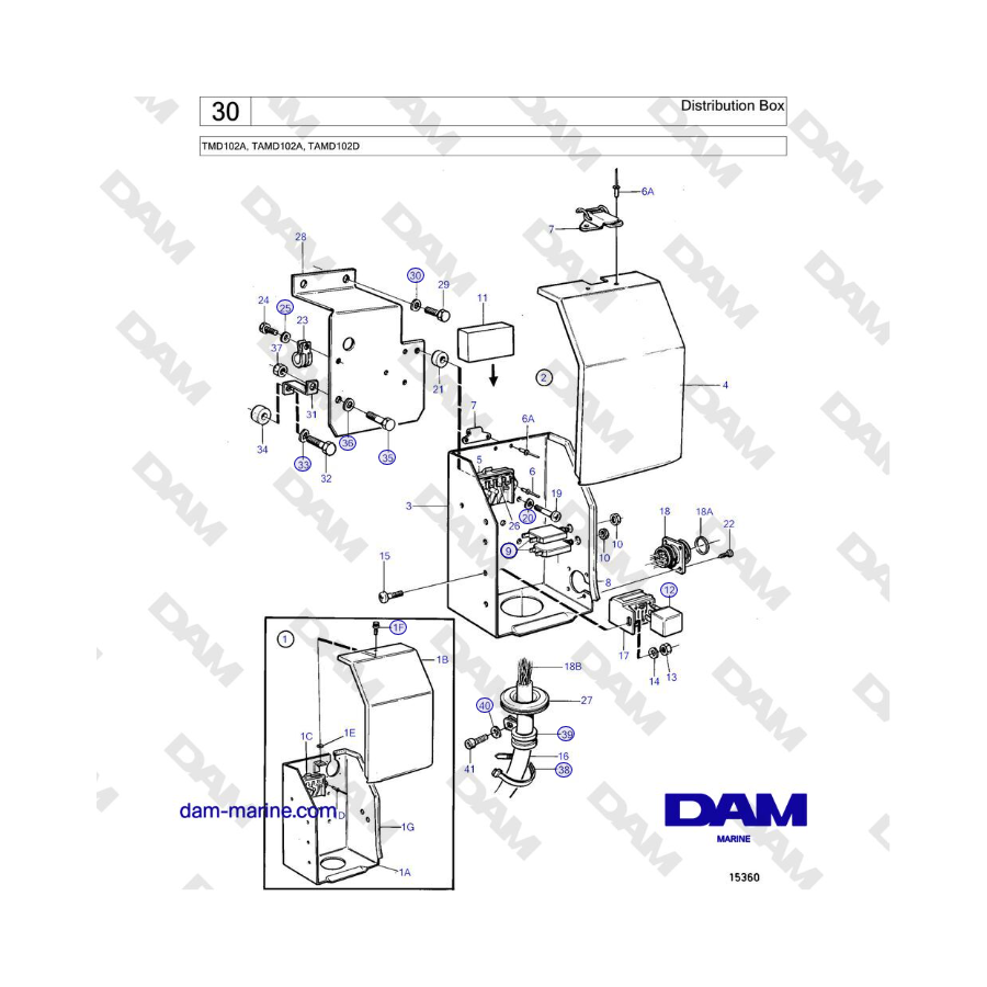 Volvo Penta TMD102A, TAMD102A, TAMD102D - Distribution Box