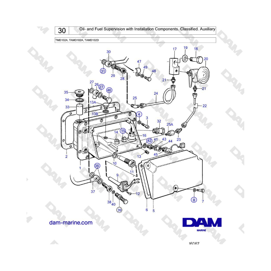 Volvo Penta TMD102A, TAMD102A, TAMD102D - Oil- and Fuel Supervision with Installation Components. Classified. Auxiliary