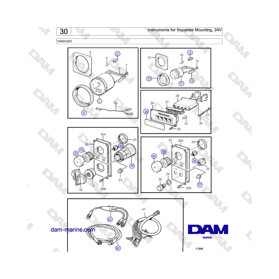 Volvo Penta TAMD102D - Instruments for Separate Mounting, 24V