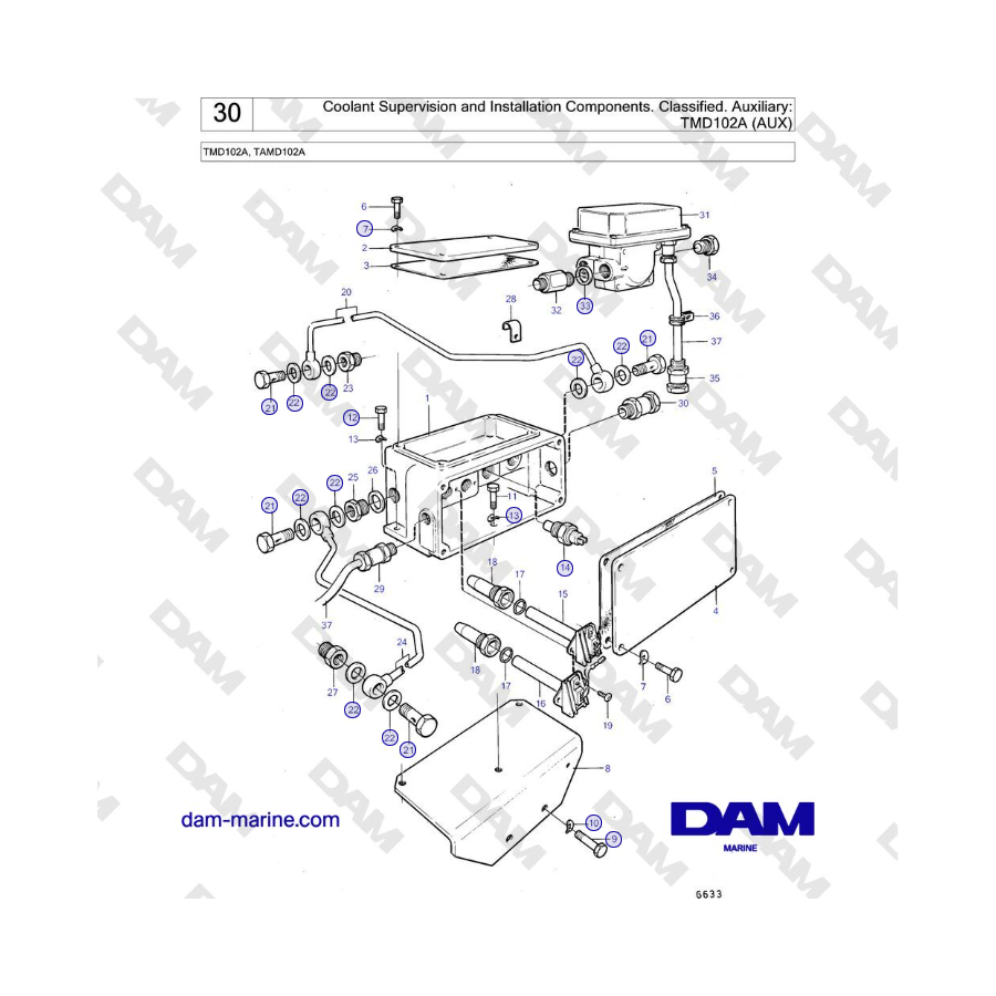 Volvo Penta TMD102A, TAMD102A - Coolant Supervision and Installation Components. Classified. Auxiliary