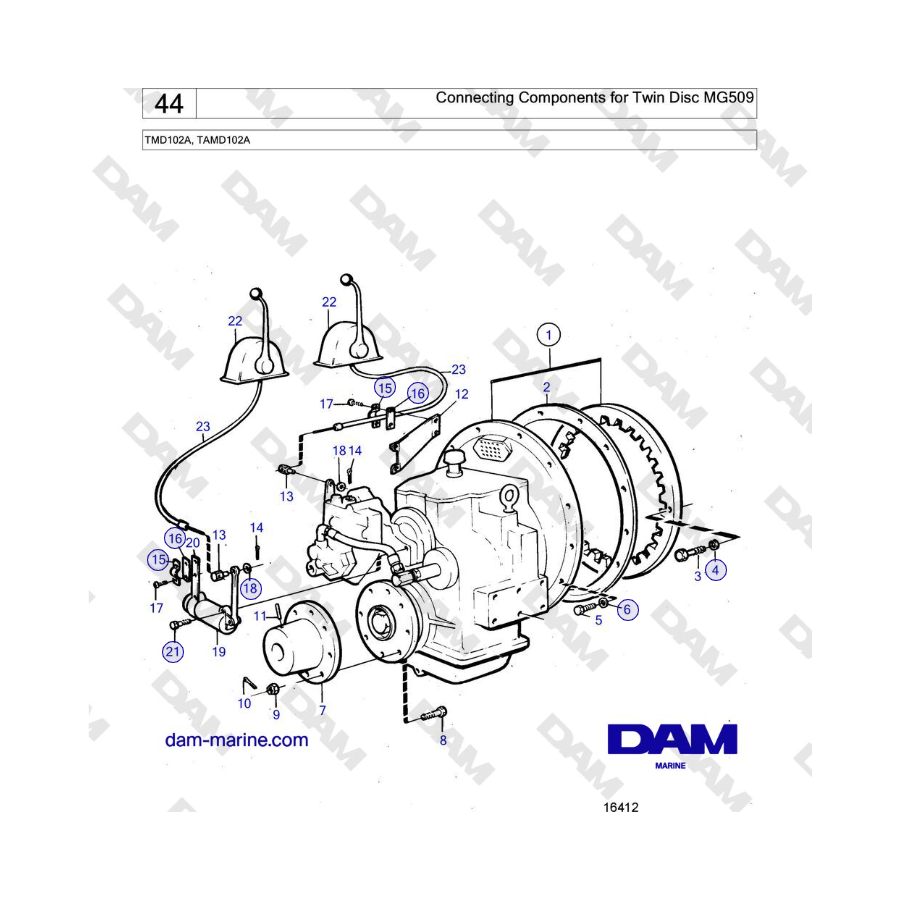 Volvo Penta TMD102A, TAMD102A - Connecting Components for Twin Disc MG509