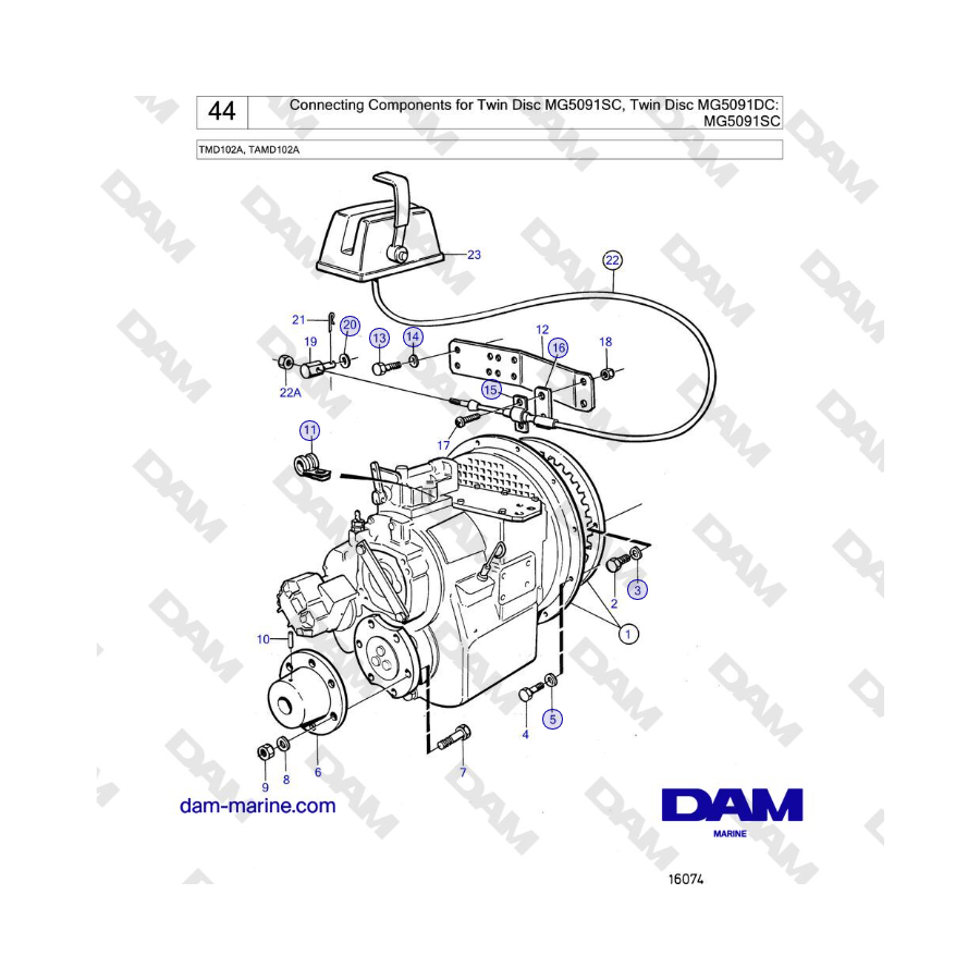 Volvo Penta TMD102A, TAMD102A - Connecting Components for Twin Disc MG5091SC, Twin Disc MG5091DC: MG5091SC