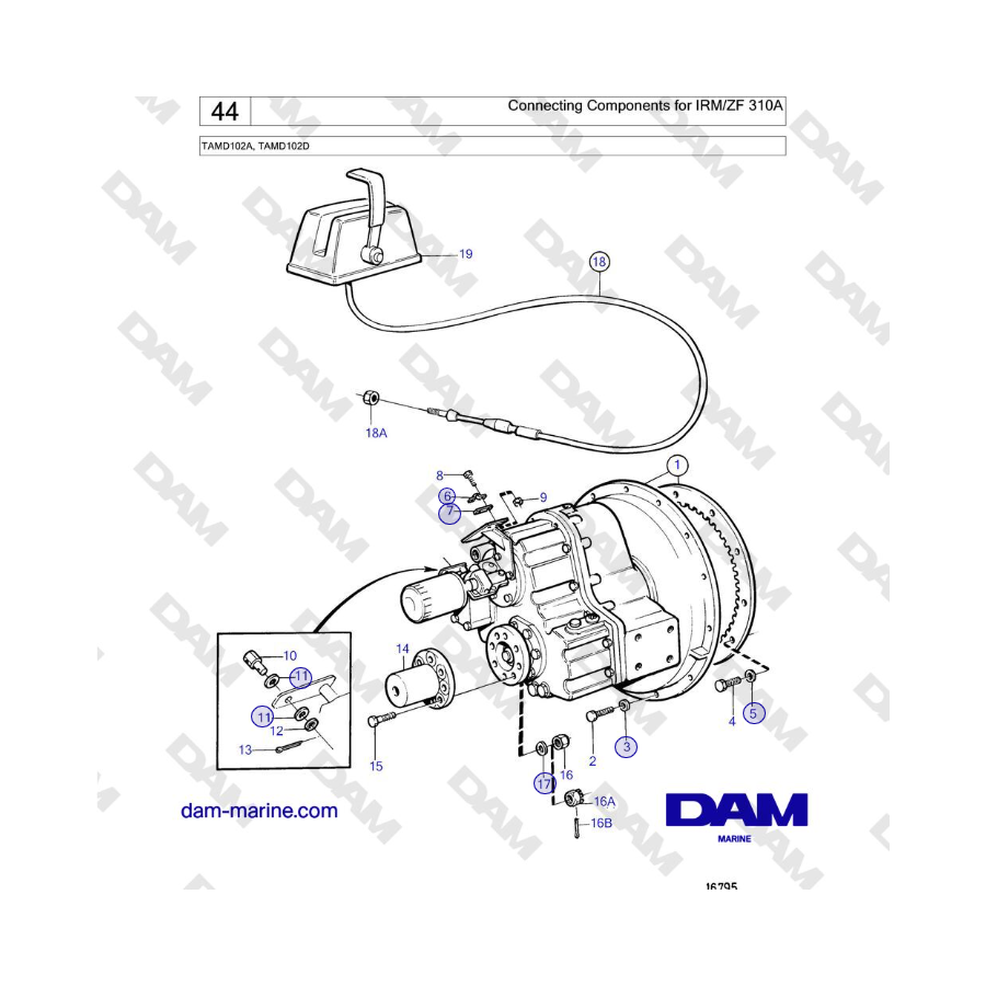 Volvo Penta TAMD102A, TAMD102D - Connecting Components for IRM/ZF 310A