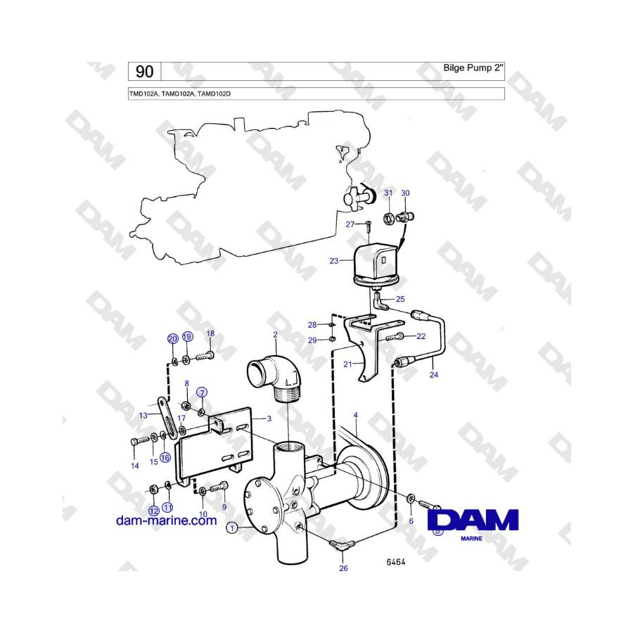 Volvo Penta TMD102A, TAMD102A, TAMD102D - Bilge Pump 2''