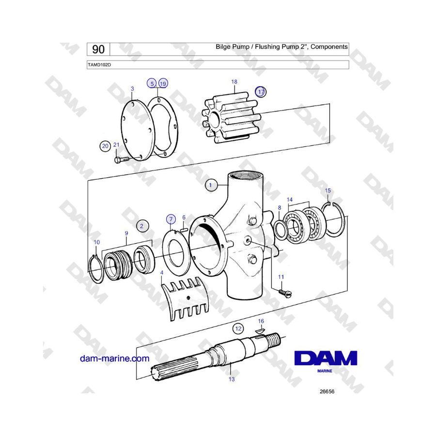 Volvo Penta TAMD102D - Bilge Pump / Flushing Pump 2'', Components