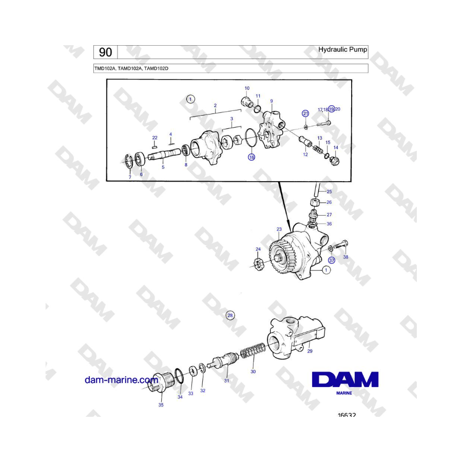 Volvo Penta TMD102A, TAMD102A, TAMD102D - Hydraulic Pump