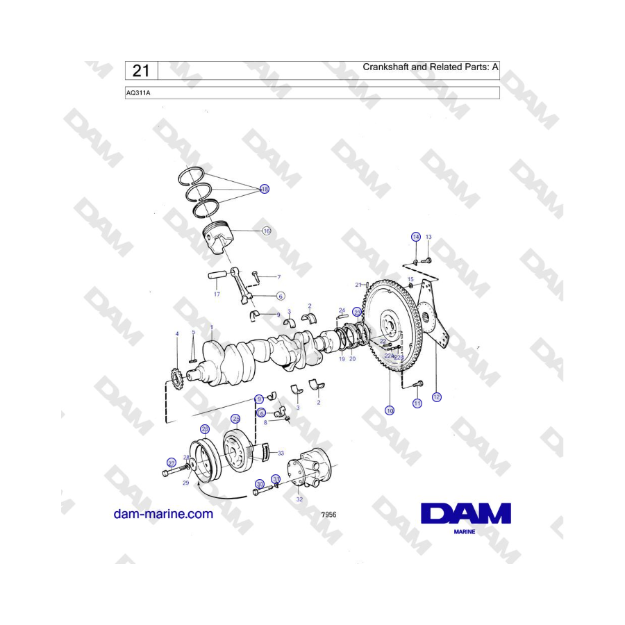 Volvo Penta AQ311A - Crankshaft and Related Parts: A