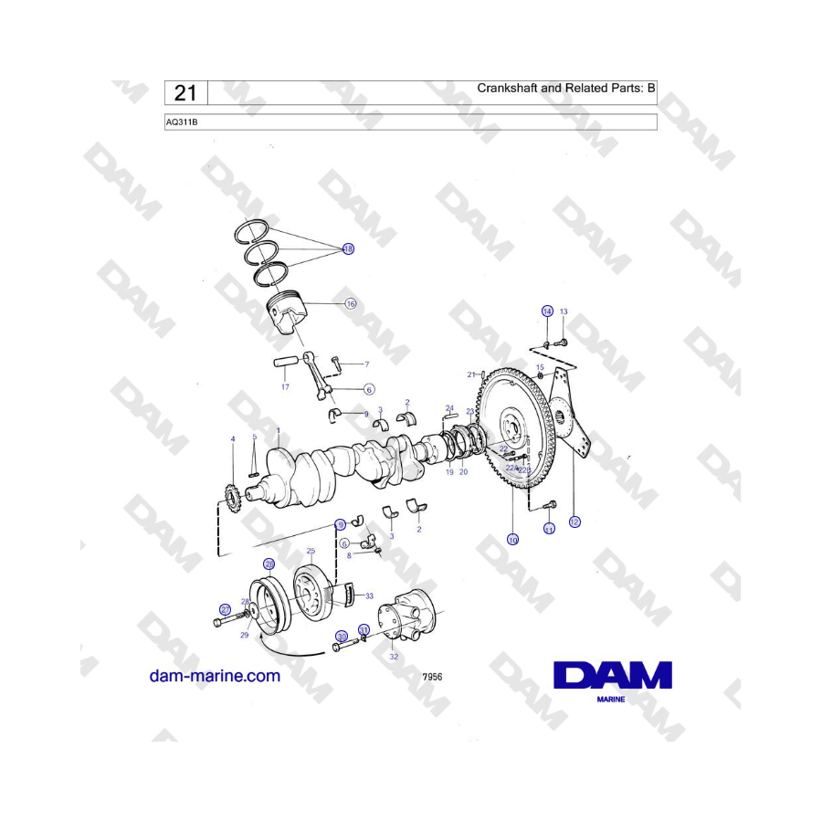 Volvo Penta AQ311B - Crankshaft and Related Parts: B 