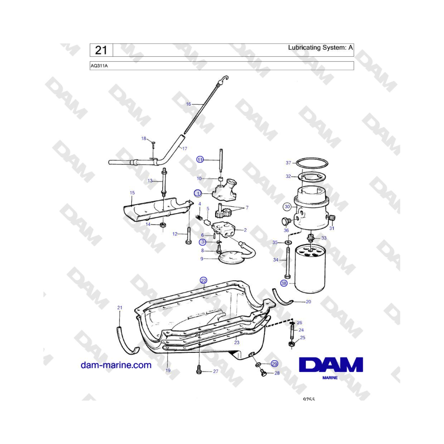 Volvo Penta AQ311A - Lubricating System: A