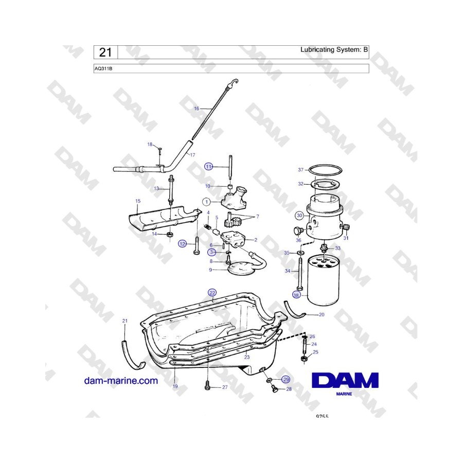 Volvo Penta AQ311B - Lubricating System: B