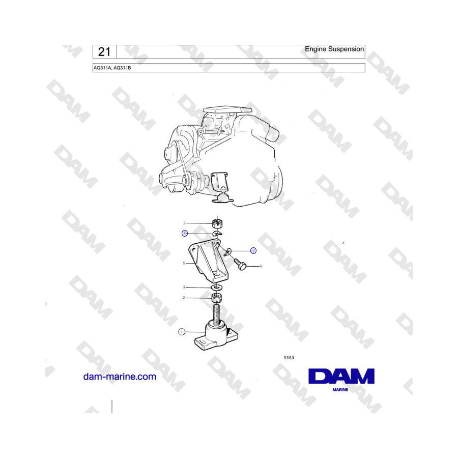 Volvo Penta AQ311A, AQ311B - Engine Suspension