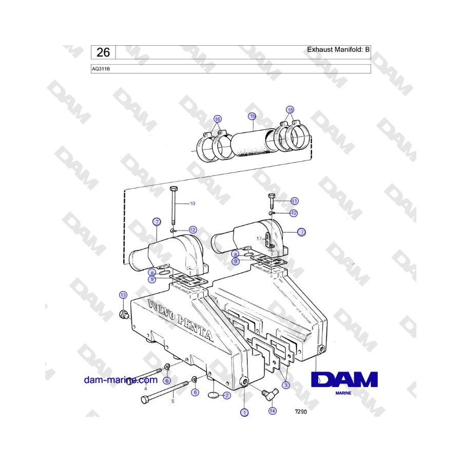 Volvo Penta AQ311B - Exhaust Manifold: B