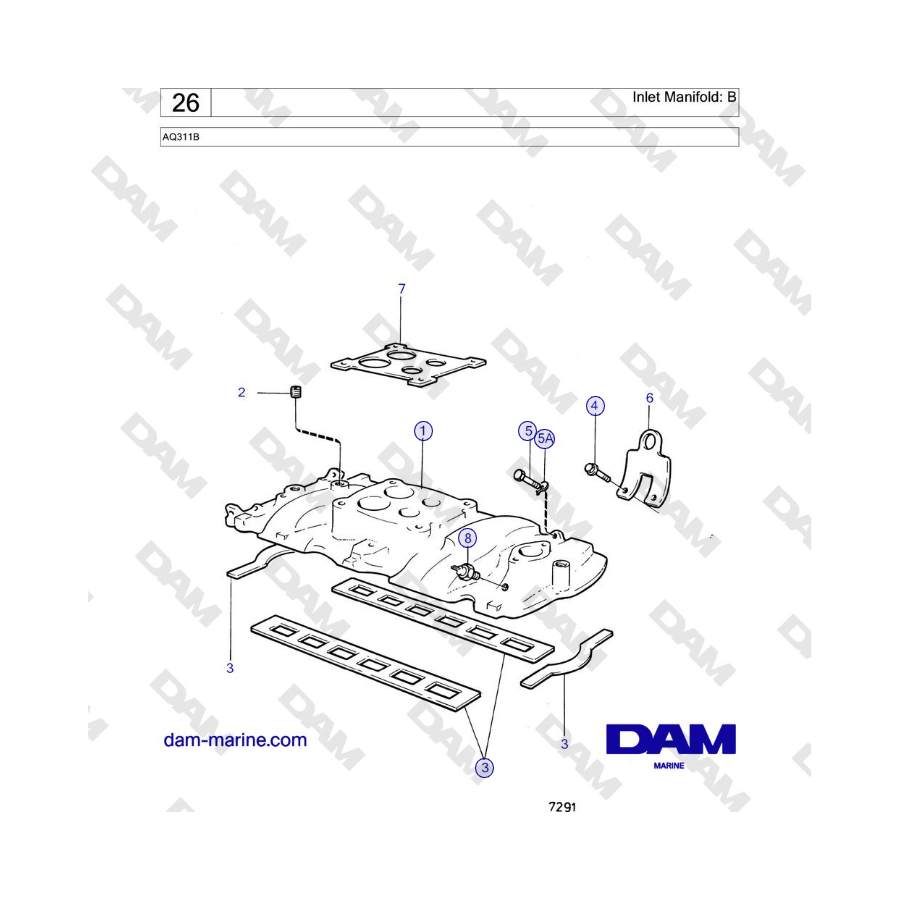 Volvo Penta AQ311B - Inlet Manifold: B