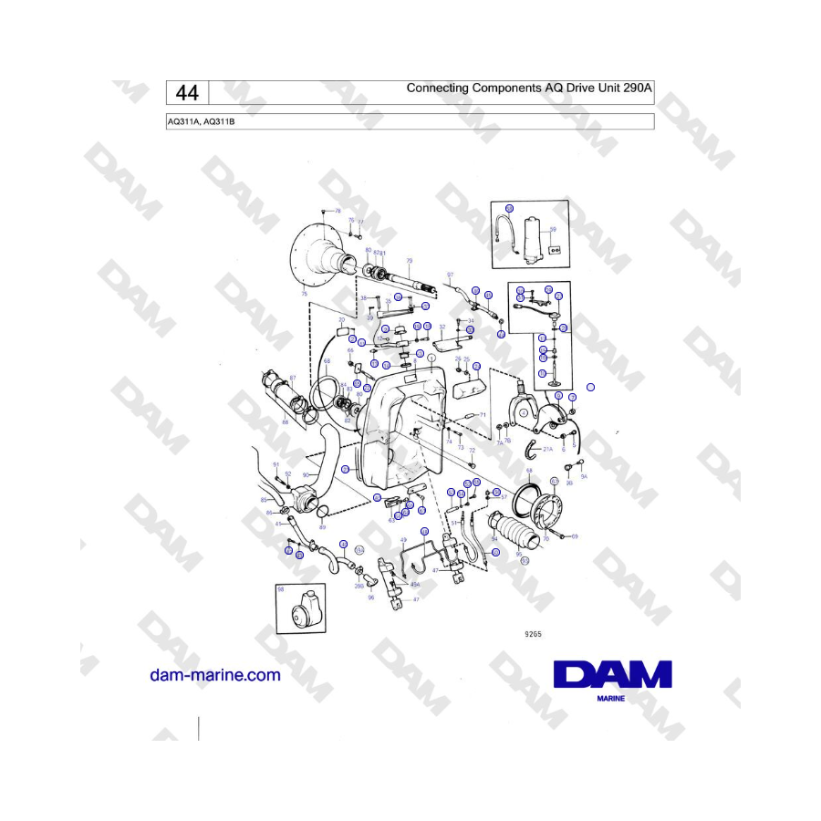 Volvo Penta AQ311A, AQ311B - Connecting Components AQ Drive Unit 290A