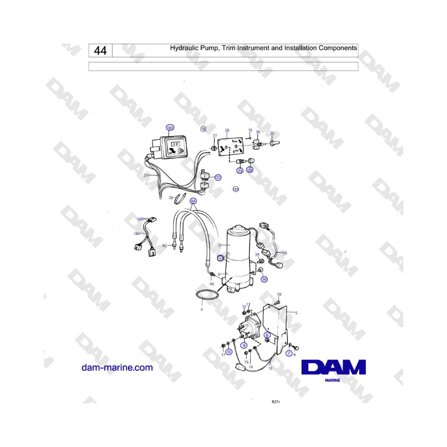 Volvo Penta AQ311 - Hydraulic Pump, Trim Instrument and Installation Components