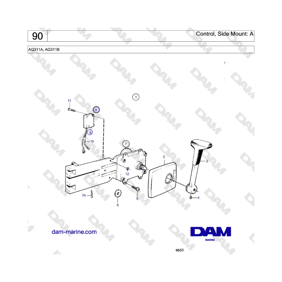 Volvo Penta AQ311A, AQ311B - Control, Side Mount: A 