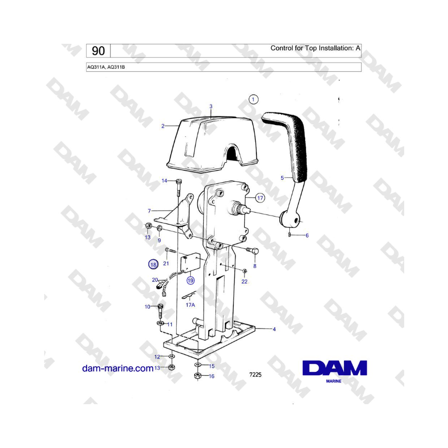 Volvo Penta AQ311A, AQ311B - Control for Top Installation: A