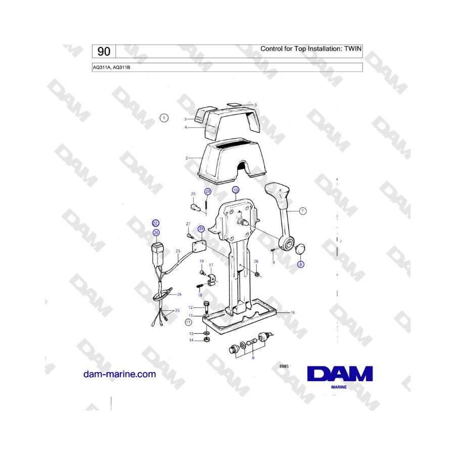 Volvo Penta AQ311A, AQ311B - Control for Top Installation: TWIN