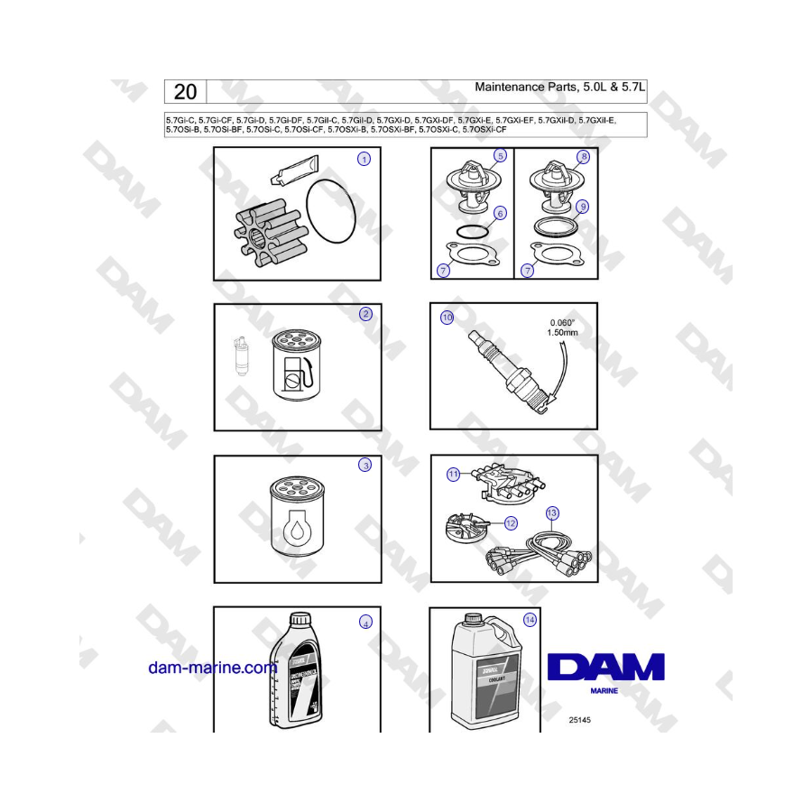 Volvo Penta 5.7L GI-C / 5.7L GI-D - Maintenance Parts, 5.0L & 5.7L 