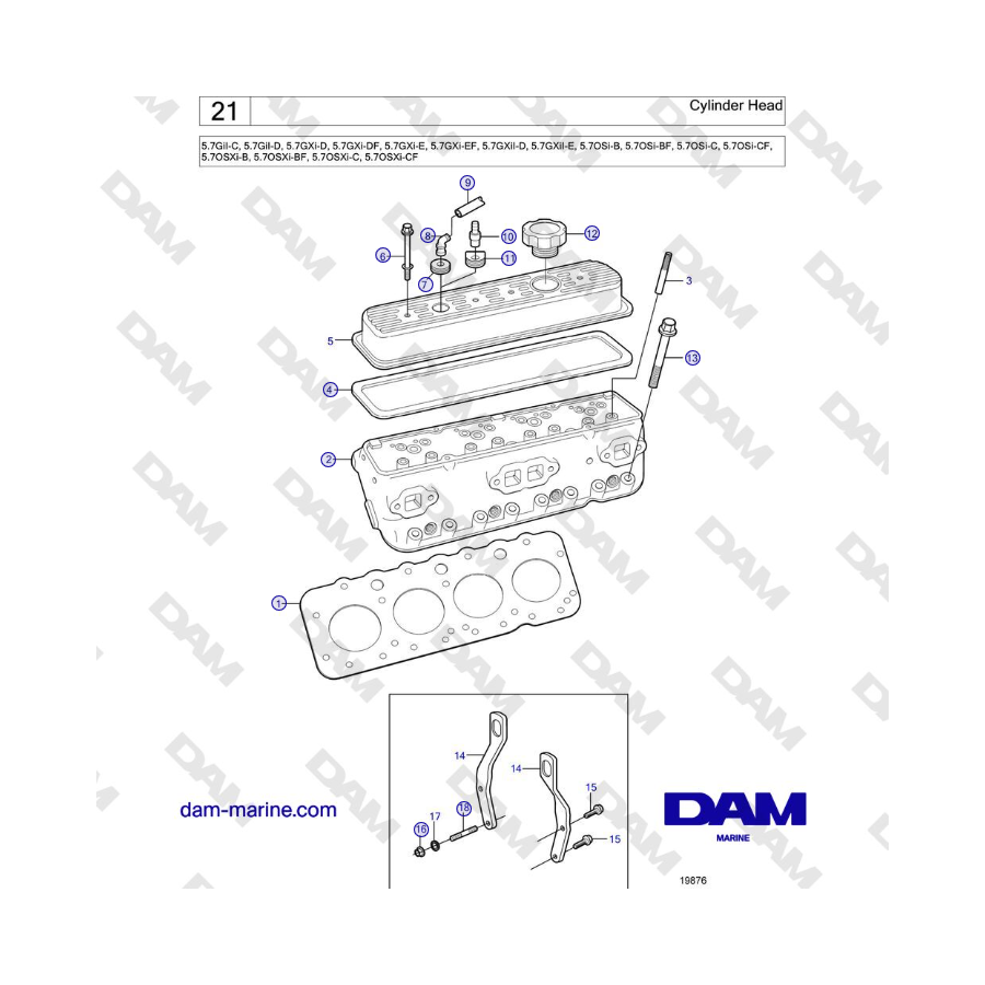 Volvo Penta 5.7L GI-C / 5.7L GI-D - Cylinder Head