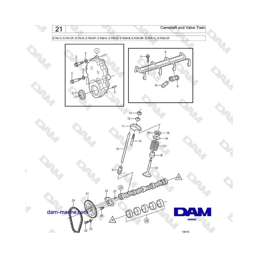 Volvo Penta 5.7L GI-C / 5.7L GI-D - Camshaft and Valve Train 