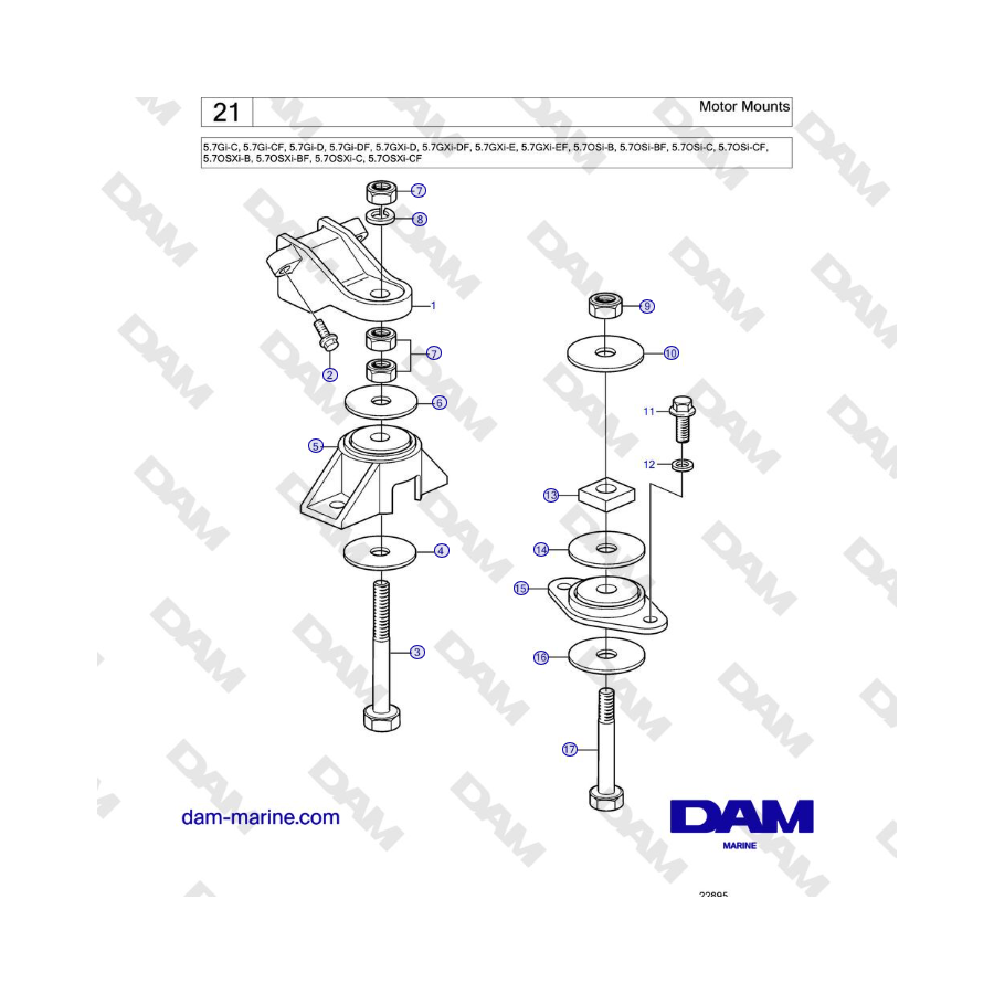 Volvo Penta 5.7L GI-C / 5.7L GI-D - Motor Mounts