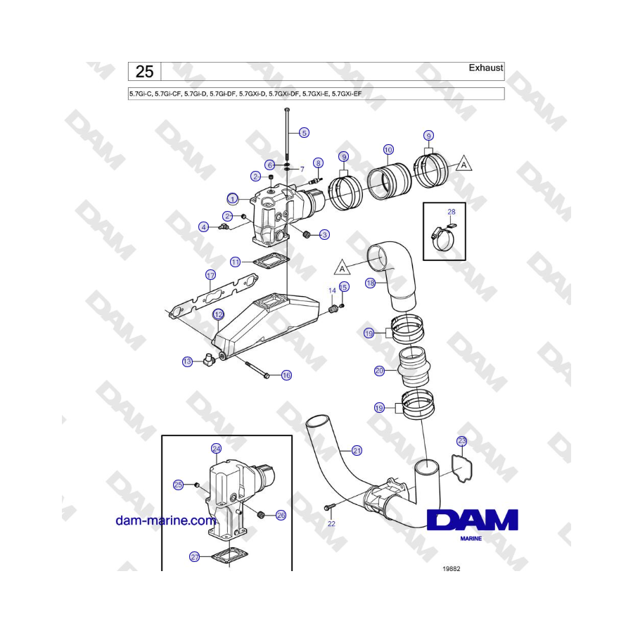 Volvo Penta 5.7L GI-C / 5.7L GI-D - Exhaust 