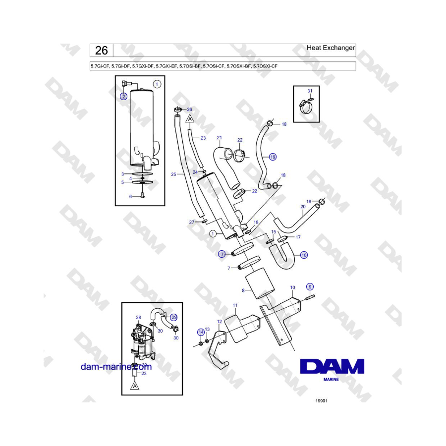 Volvo Penta 5.7L GI-C / 5.7L GI-D - Heat Exchanger