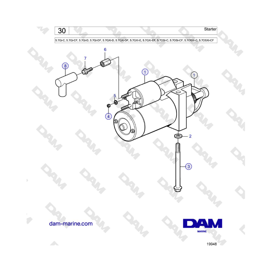 Volvo Penta 5.7L GI-C / 5.7L GI-D - Starter