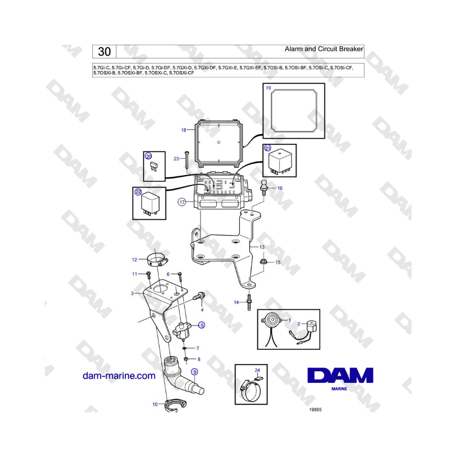 Volvo Penta 5.7L GI-C / 5.7L GI-D - Alarm and Circuit Breaker