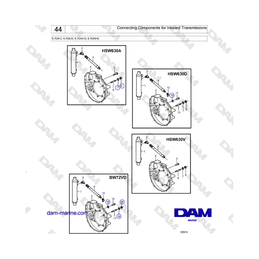 Volvo Penta 5.7L GI-C / 5.7L GI-D - Connecting Components for Inboard Transmissions 